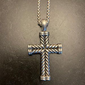 David Yurman Chevron Cross Pendant & Chain